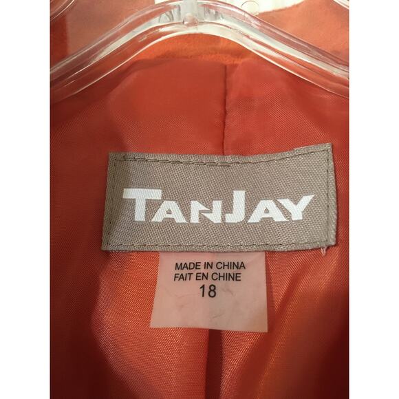 Beautiful Orange TanJay Size 18 Zippered Jacket, Studs, Small Pockets Faux Suede - Picture 3 of 3